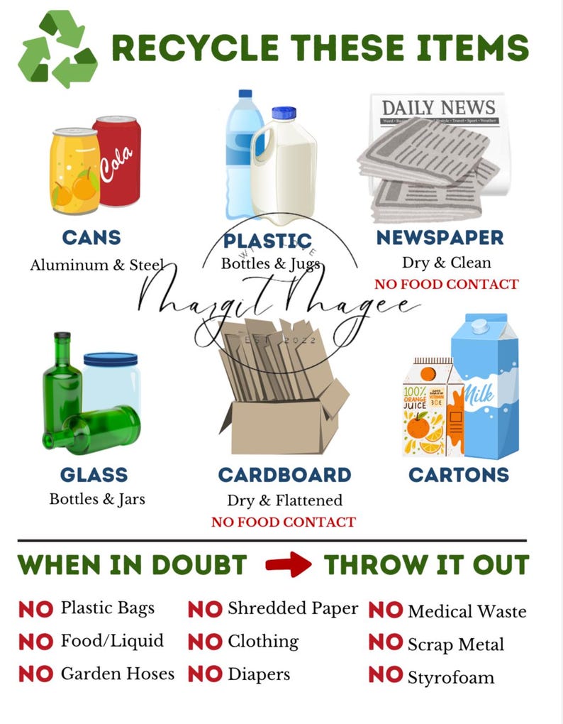 Recycle Sign Printable Recycling Sign Printable Recycle Sign Digital Download Recycle These ...