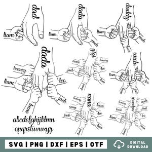 1-7 Hands dad/ Grandpa and Childs Png Bundle,Custom Name Hand Kid Names gift,Best father Ever,father's Day Fist Bump Set Svg,Dad and Kid PNG