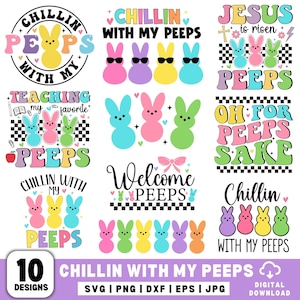 Détente avec mes potes SVG, Pâques Svg, Lapin de Pâques Svg, Peeps svg, Oh pour l'amour des potes Svg, Pâques pour enfants svg, Lapin de Pâques Svg, Pâques rétro