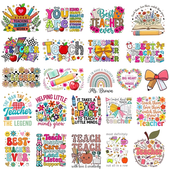 Teacher PNG Bundle, Boho Teacher PNG, teacher appreciation, back to school, rainbow teacher life sublimation, Teacher Shirt Designs, Digital
