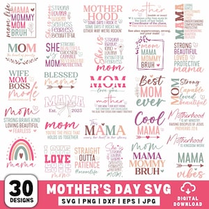 Paquete SVG del Día de la Madre, SVG de vida de mamá, SVG de mamá, SVG de citas de mamá, SVG de mamá de niños y niñas, SVG de mamá bendecida, SVG de mamá linda, SVG de feliz Día de la Madre