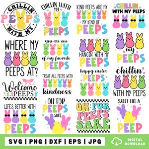 Lapin de Pâques Peeps svg, Peeps SVG, Mes Peeps SVG, Pâques pour enfants SVG, Lapin de Pâques SVG, se détendre avec mes potes SVG, Signe de Pâques SVG, Pâques SVG