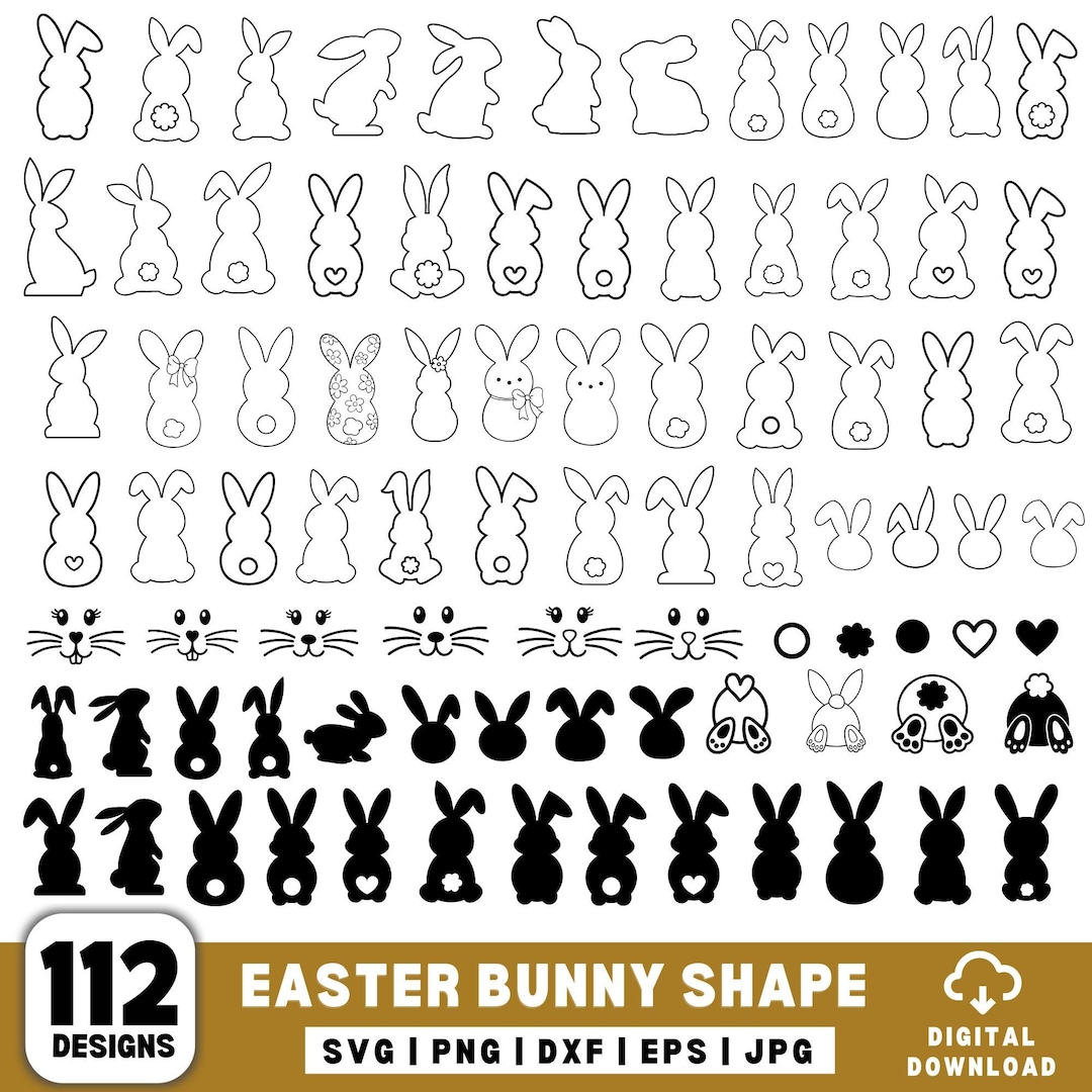Easter Bunny Shape SVG, Rabbit SVG, Bunny Shape Svg, Outline Bunny Svg ...