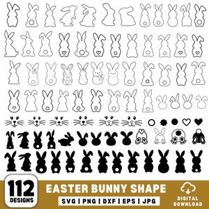 Easter Bunny Shape SVG, Rabbit SVG, Bunny Shape Svg, Outline Bunny Svg, Bunny Silhouette, Easter Bunny, Digital Download for Cricut, cutfile