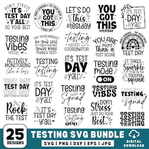 Pacote de SVG de Teste, SVG de Dia de Teste, SVG de Teste, Teste 1 2 3, SVG de Professor, Coordenador de Teste, Professor de Dia de Teste, Arrase no Teste, Citações de Teste