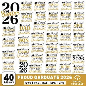 Proud Family 2026 Graduate Svg Bundle, Class of 2026 svg, Graduation svg Bundle, Proud Graduate Family SVG, Proud Senior Svg,Senior Mom 2026