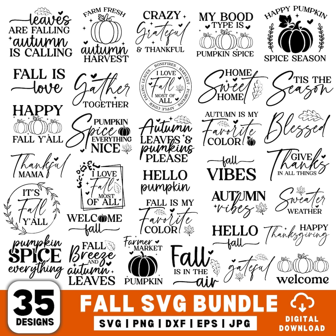 Fall SVG Bundle, Fall Svg, Hello Fall Svg, Autumn Svg, Thanksgiving Svg ...