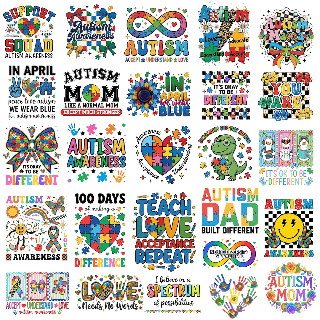 25 Autism Png Bundle, Autism Awareness Png, Autism Month Png, Puzzle ...