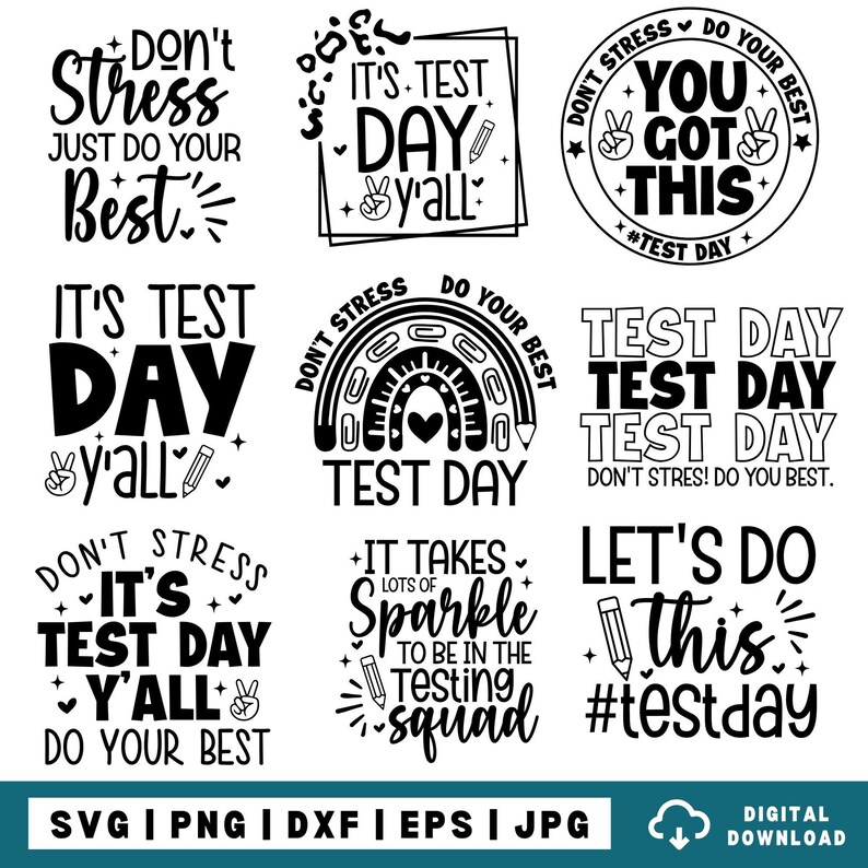 Testing Svg Bundle, Test Day Svg, Testing Svg, Testing 1 2 3, Teacher ...