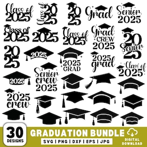 Paquete SVG de graduación, birrete de graduación SVG, último año de 2025 SVG, graduado 2025, clase de 2025, graduación 2025 SVG, adorno de graduación SVG, 2025 SVG