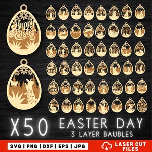 50 Easter Mega Laser Cut Svg Bundle, Bunny Ornaments Svg, Easter Laser Cut svg files, Easter 3 Layers Ornament, Easter Hanger svg, dxf eps