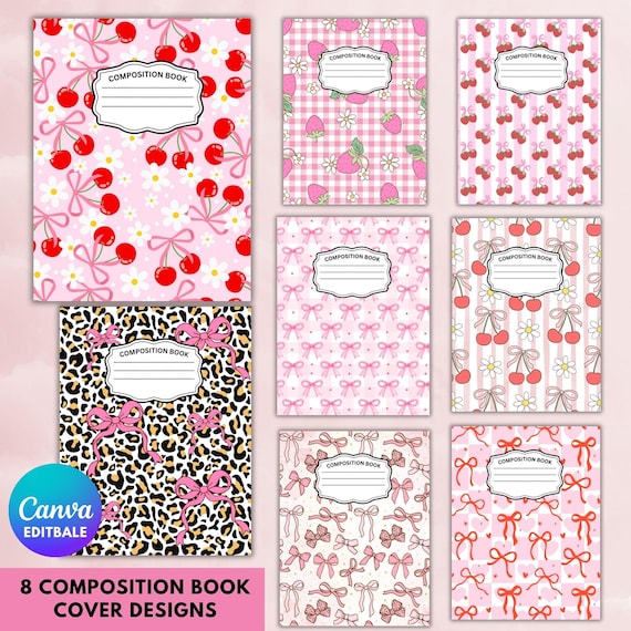 Composition Notebook Covers, Composition Book Cover template, Canva Composition Notebook Designs, Back to School Printable, Digital Download
