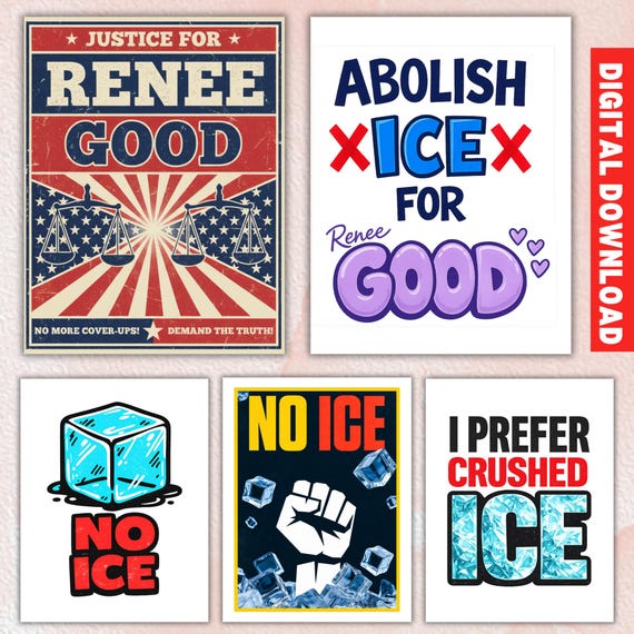 5 Justice for Renee Good Protest Poster, Abolish Ice, NO ICE, Anti ICE Protest Sign,   Demand Truth Rally Sign, Immigrant Rights, Anti Trump