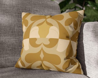 Chic Boho Faux Suede Pillowcase, Frosted Bloom Throw Pillow Cover, Cozy Home Décor, Gold Accent Pillow, Modern Decor, Gift for Home Lovers