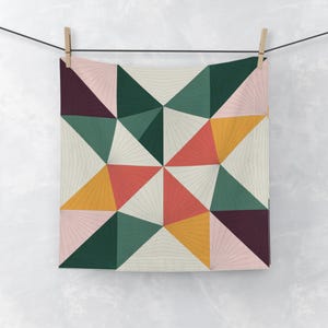 Colorful Geometric Face Towel, Bathroom Decor, Spa Gift, Home Decor, Boho Towel, Unique Gift Idea, Soft Cotton Back Hand/Face/Makeup Towel
