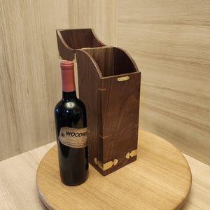 Walnut Wine Box – Handmade Solid Wood Wine Case for Him, Rustic Storage Box, Perfect for Anniversary or Birthday Gift, Wood Wine Bottle Box