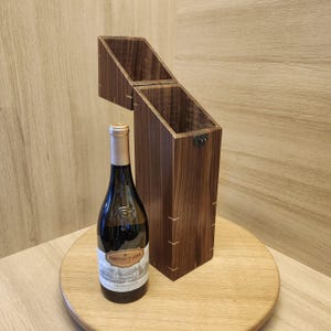 Wooden Gift Box for Wine – Handmade Walnut Bottle Case, Rustic Storage, Birthday or Anniversary Gift, Wood Wine Bottle Presentation Box