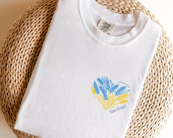 Slava Ukraini Heart T-Shirt, Ukrainian Flag, Comfort Colors Tee