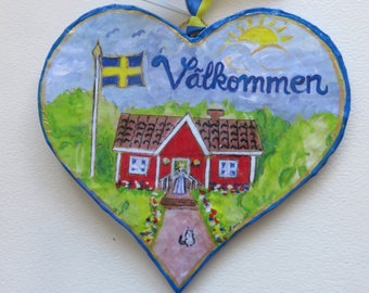 SWEDISH WELCOME Door sign   Swedish cottage