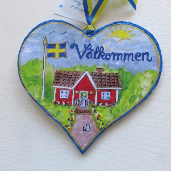 SWEDISH WELCOME Door sign   Swedish cottage