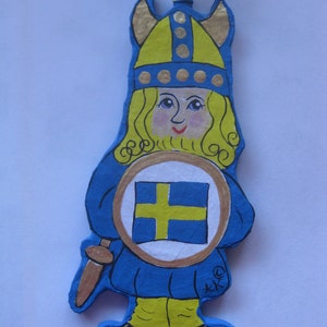 Viking ornament, Handcrafted Swedish, Danish or Norwegian Viking ornament , Paper-Mache'