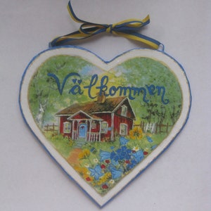 Swedish Midsummerhouse in Sweden   Welcome sign,Swedish Cottage , Sommarstuga, Housewarming gift,  Handcrafted Paper -Mache&#39;