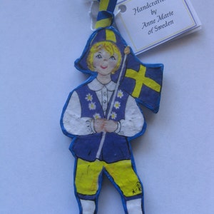 Swedish Boy, Handcrafted Paper-Mache&#39; Ornament