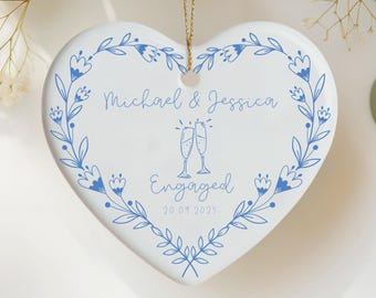 Custom Engagement Ornament - Engaged Ornament - Personalized Wedding Ornament -  Housewarming gift - First Christmas Keepsake - Couples gift