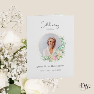 Minimalistisches Bestattungsprogramm Editierbare Canva Vorlage Nachruf Vorlage Beerdigung Programm Verlust der Mutter Beerdigung Feier des Lebens DIY
