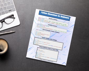 Python Cheat Sheet for Beginners, Easy-to-Read Digital Reference Guide, Perfect Study Aid for Learning Python Programming for all ages