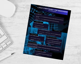 Linux Cheat Sheet for Beginners - Organized Commands & Shortcuts Reference Guide - Perfect Printable Gift for Tech Lovers
