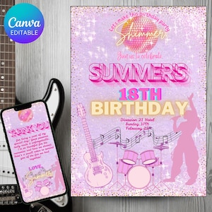 Music Birthday Invitation: Editable Rock Disco Theme (Digital Download)
