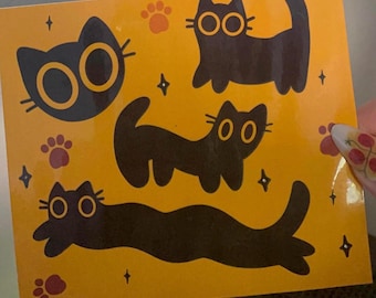 Black Cat Vinyl Sticker Sheet: Silly Void Cat Art