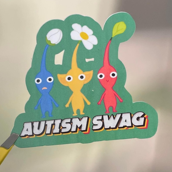Autism Swag Pikmin Vinyl Sticker: Gamer Meme Gift