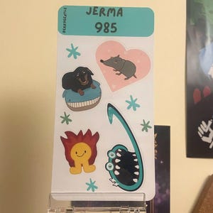 jerma 985, jerma, jerma985, ratto, jeremy elbertson, foglio di adesivi, adesivi jerma, regalo giocatore, regalo di gioco, streamer, contrazione, badge jerma