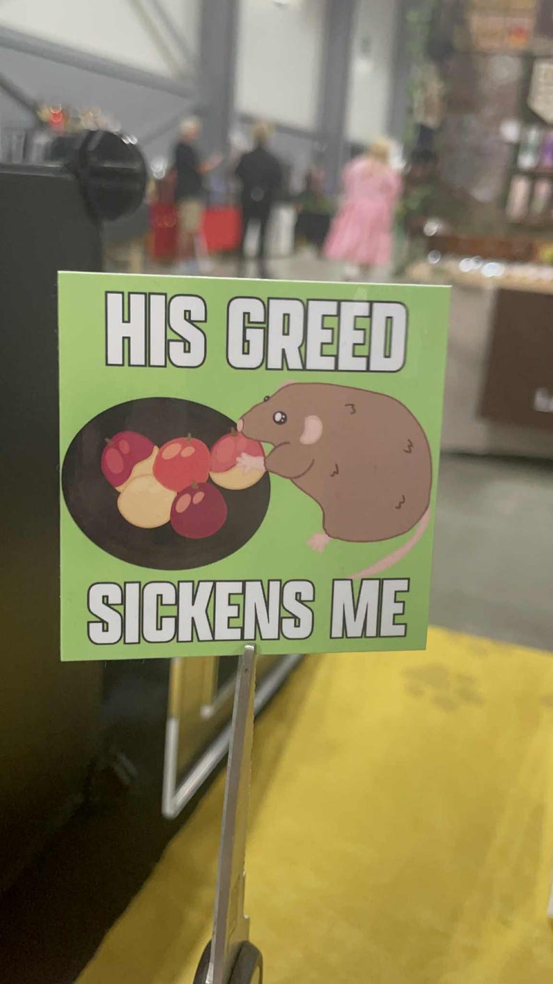 His Greed Sickens Me Rat Meme Sticker - Etsy