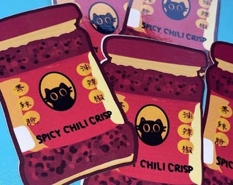 Chilli Crisp Cat Vinyl Sticker - Laoganma - Water Resistant