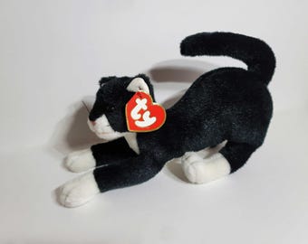 NeW Vintage TY SCREECH Stretching Black Cat 14" Plush 1994 Retired w/ Tags RaRe 90s