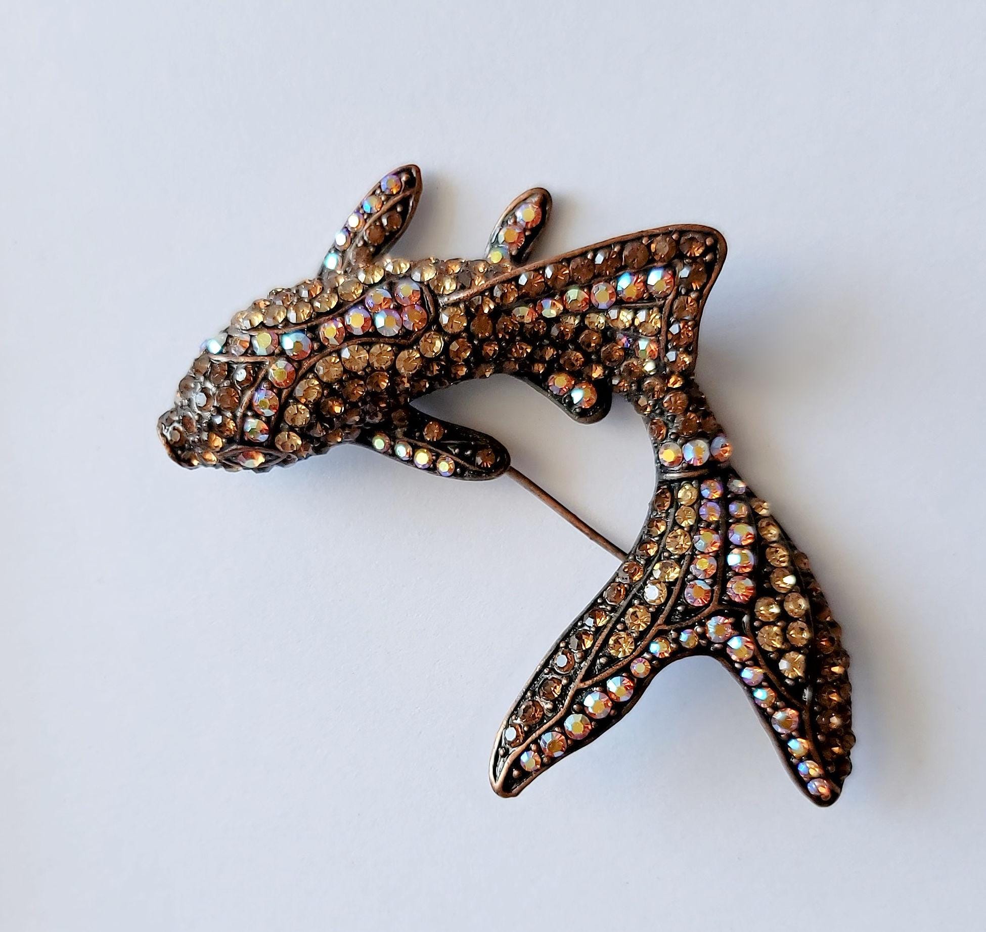 Swarovski Fish Brooch - Etsy