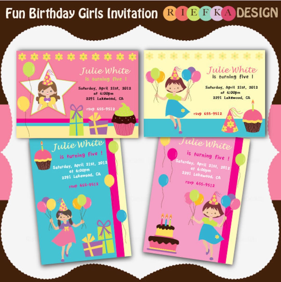 Fun Birthday Girls Invites Birthday Girls Invitation Blank - Etsy