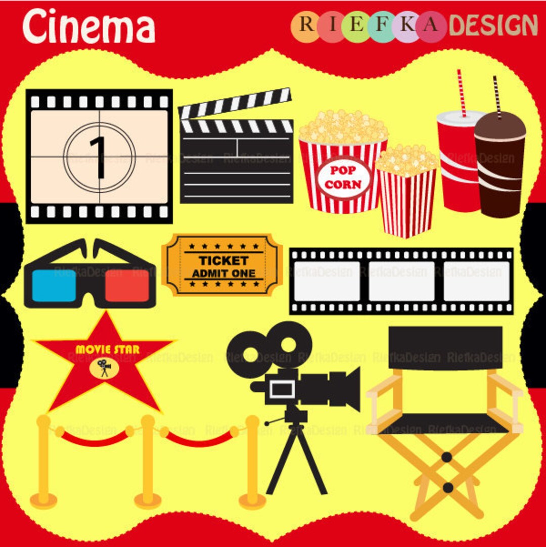 Cinema Clipart Set Movie Clipart Set Etsy