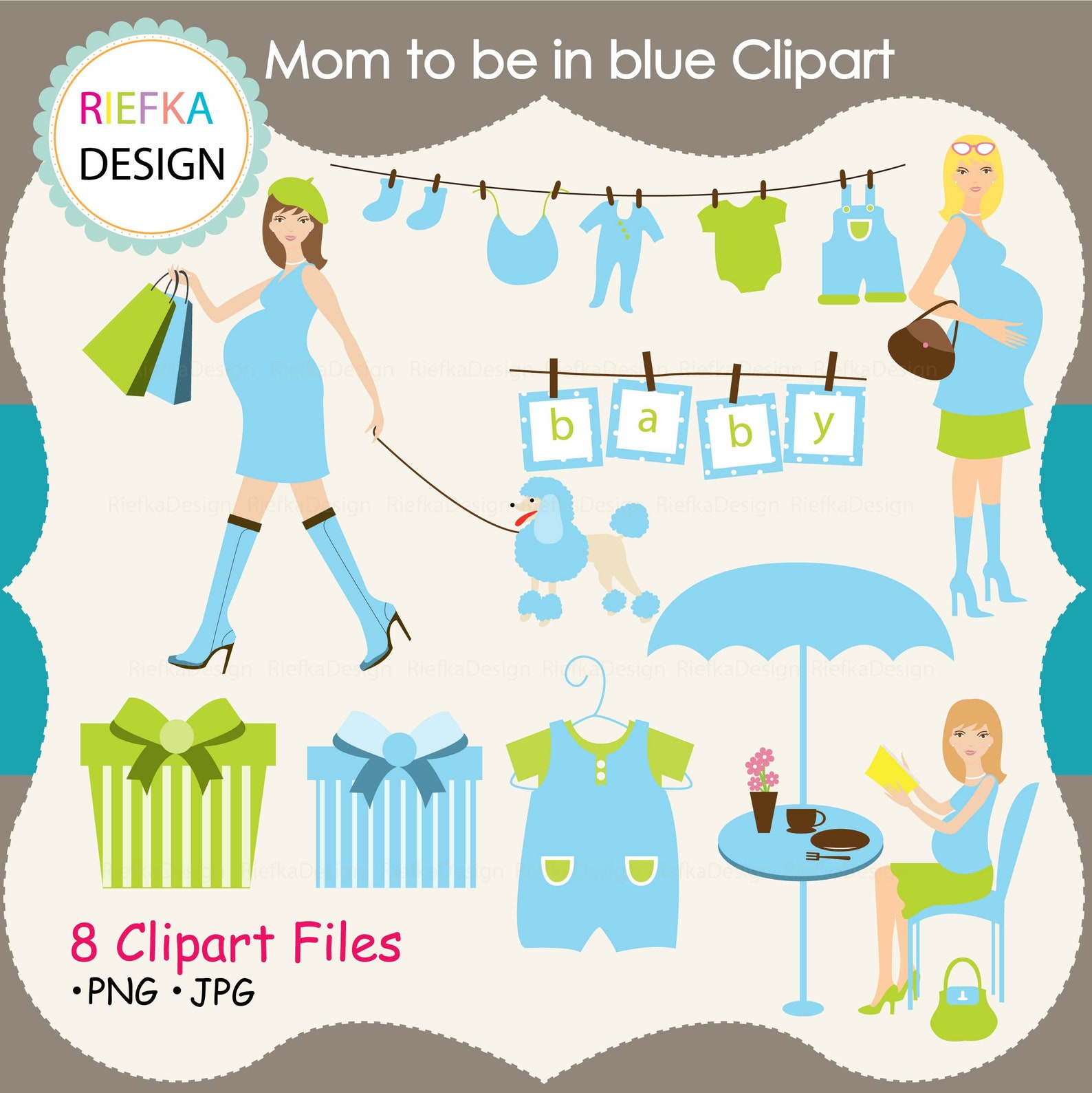 Mom to Be in Blue Clipart Set Mom to Be for Baby Shower Mom Etsy
