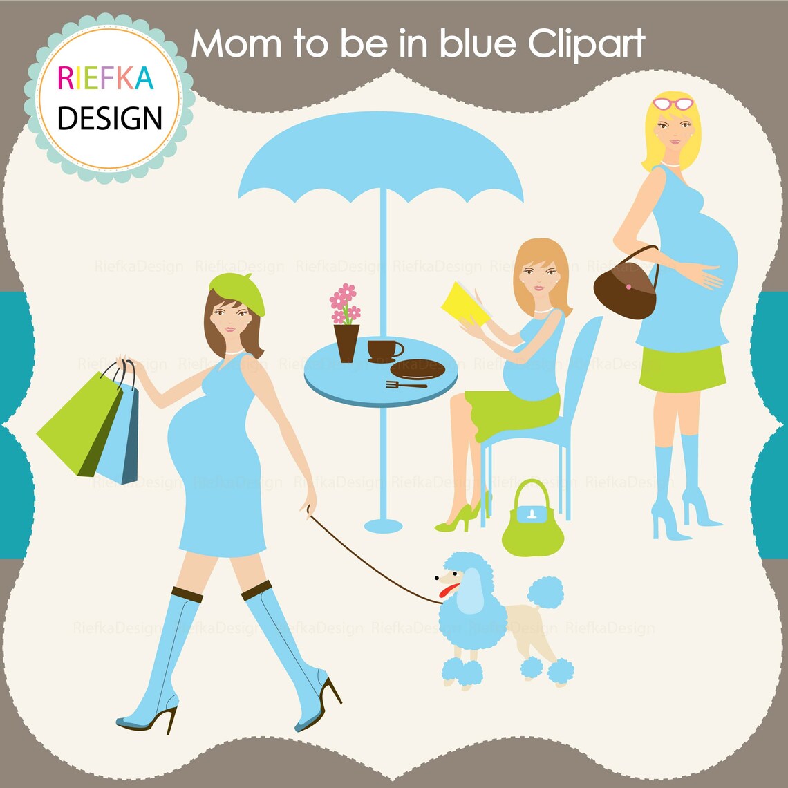 Mom to Be in Blue Clipart Set Mom to Be for Baby Shower Mom Etsy