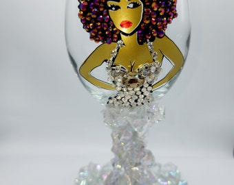 Custom Diva Wine Glass - Big Hair Don't Care II