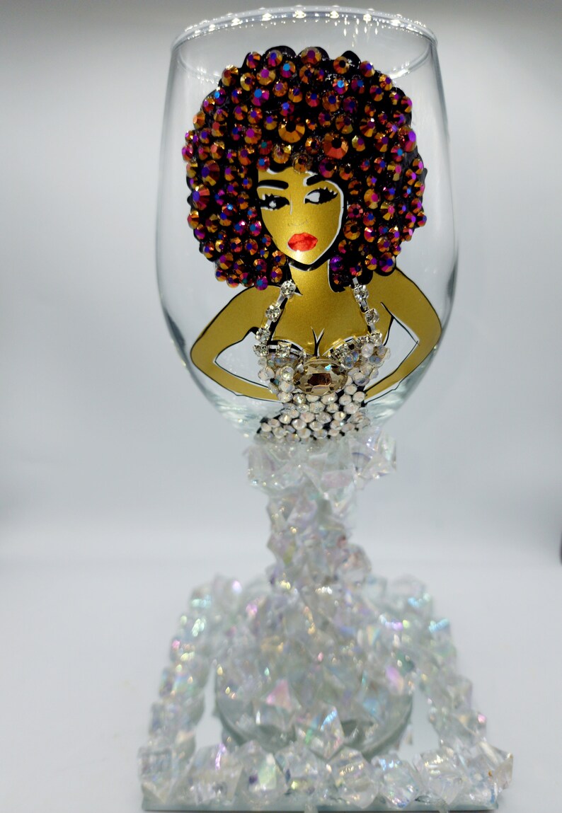 Custom Diva Wine Glass Big Hair Don't Care II image 1