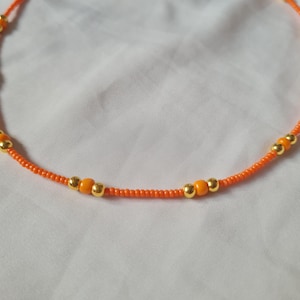 orange beaded necklace, minimal necklace, handmade beaded necklace, orange necklace, orange chocker, beaded chocker, gift necklace