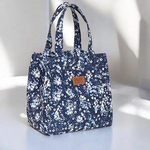 Sac à lunch isotherme floral pour femme - Cabas à fermeture éclair avec doublure en aluminium, parfait pour le bureau, l'école ou les pique-niques - Élégant et résistant