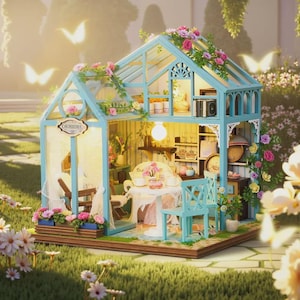 Whimsical Handcrafted Garden Flower Display House – Cottage Decor for Outdoor Charm
