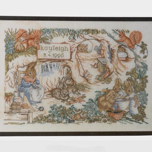Peter Kanin Färdigt Korsstygn, Vintagebroderi, Inramad Heminredning, Beatrix Potter Design