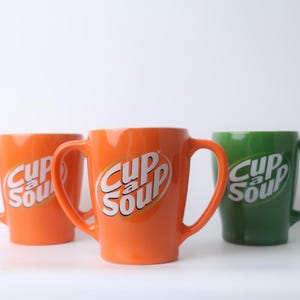 Cup-a-Soup: verschillende soorten vintage keramische bekers, retromok – groene of oranje keramische soepkop – keukendecor – verzamelbekers